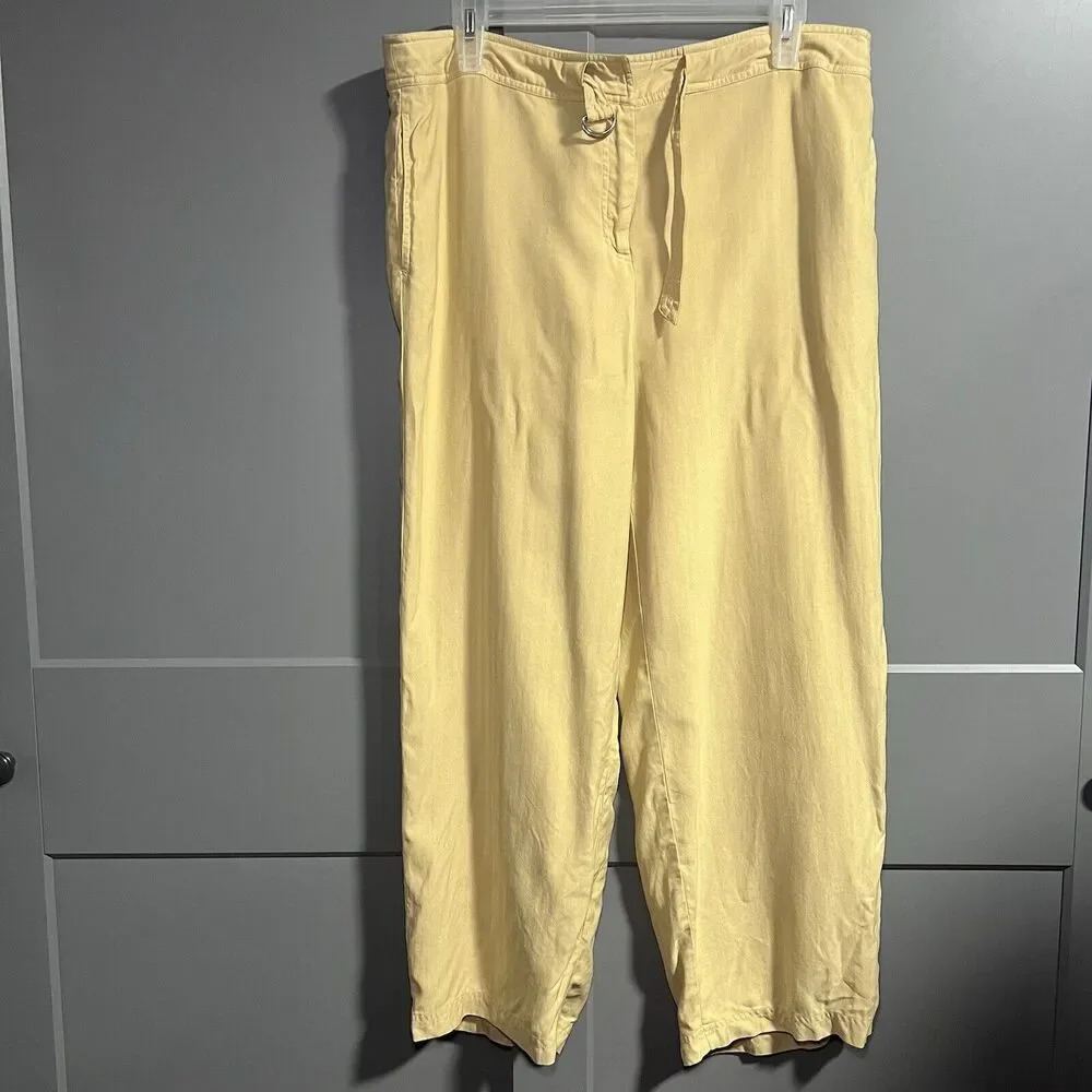 Kriss Kross Silk Straight Leg Capri Casual Pants Yellow Size 14